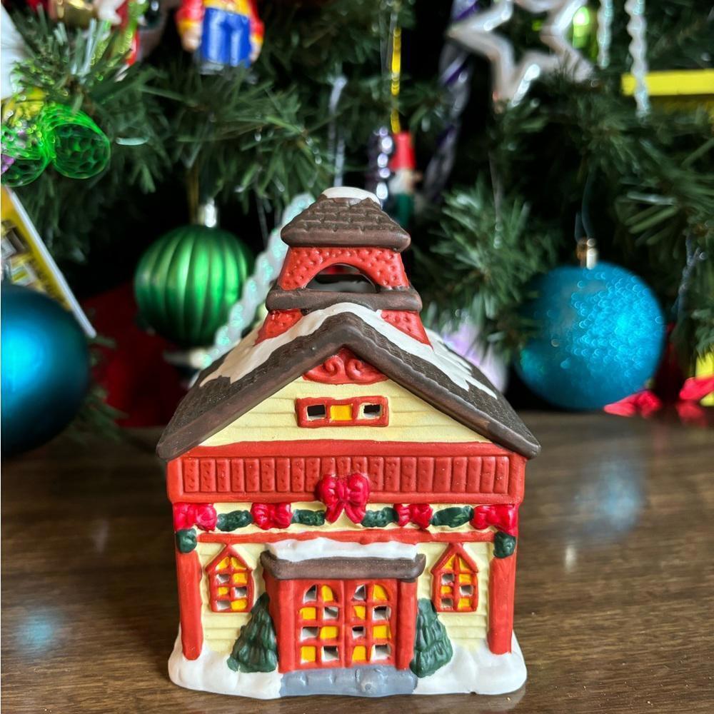 Yves Rocher Red Ceramic Christmas House Vintage